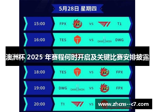 澳洲杯 2025 年赛程何时开启及关键比赛安排披露